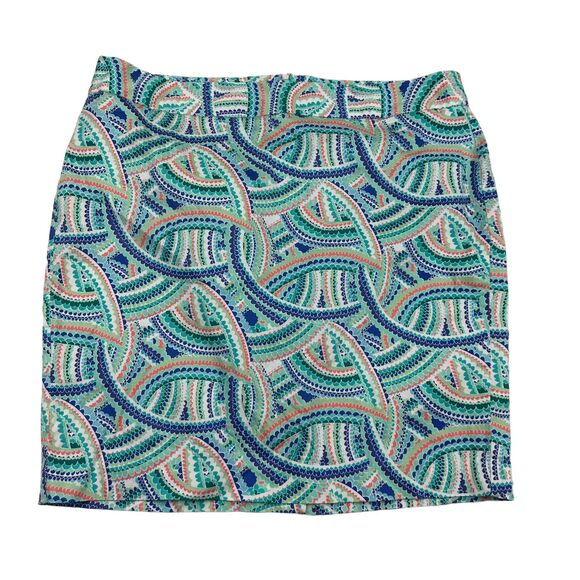 Lane Bryant Dresses & Skirts - Lane Bryant Multicolor Scalloped Pattern Mini Pencil Skirt Cotton Stretch Sz 24